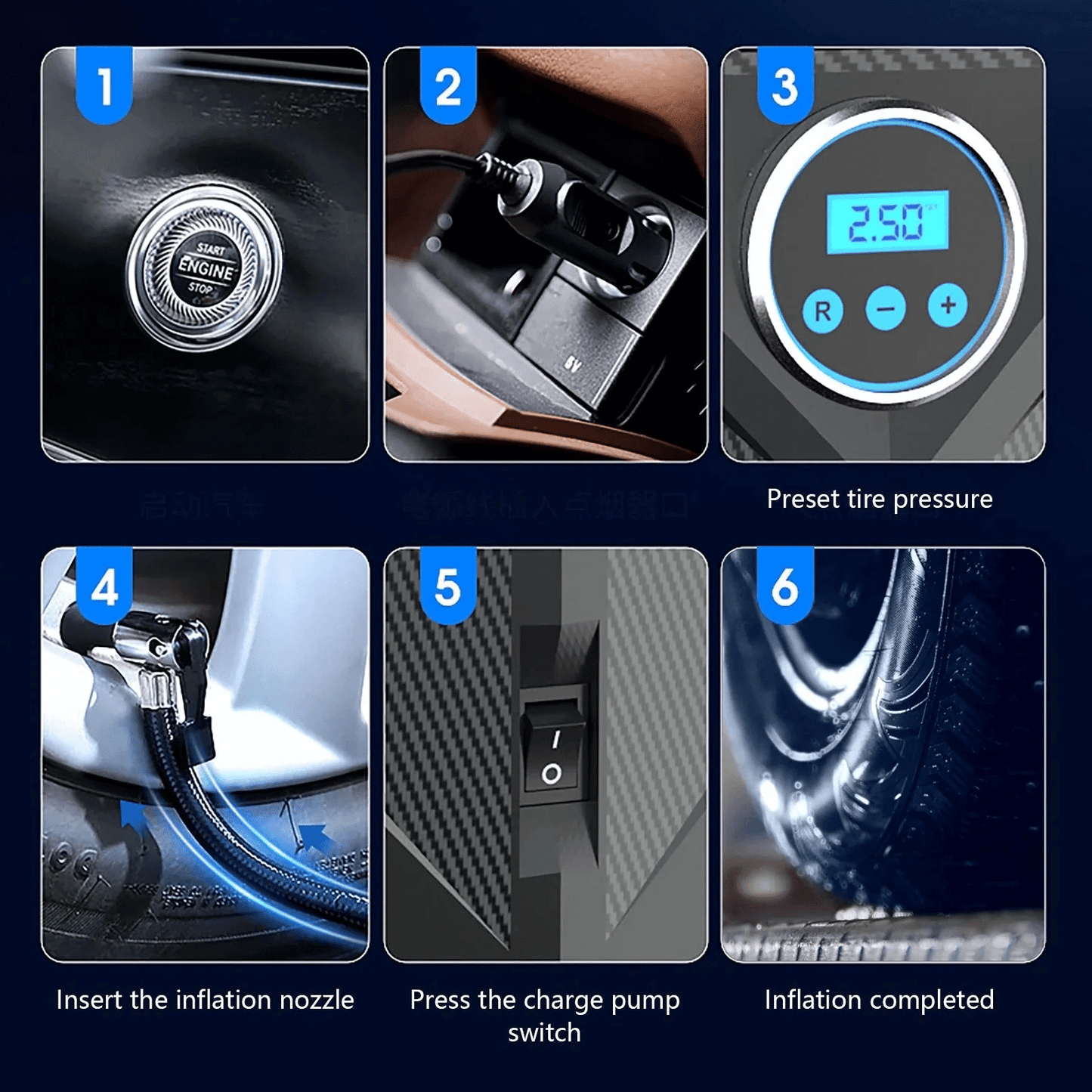 Portable Digital Air Pump Compressor with LED Display