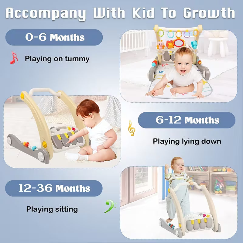 Baby Walker Stroller with Music Piano & Fitness Rack