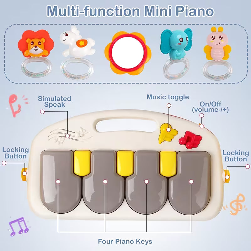 Baby Walker Stroller with Music Piano & Fitness Rack