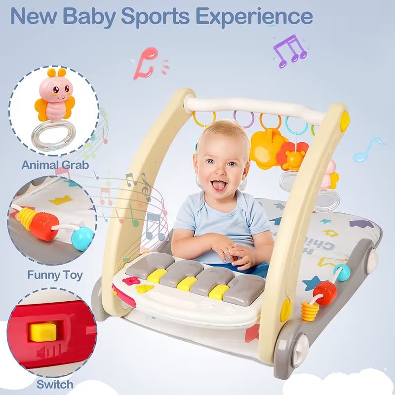 Baby Walker Stroller with Music Piano & Fitness Rack