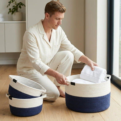 Cotton Rope Woven Storage Basket Suite